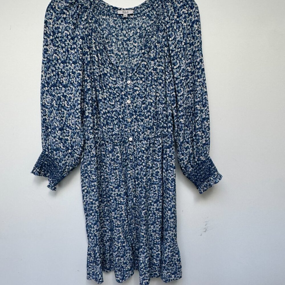 Rails Eliza Blue Floral Rayon Crepe Mini Dress M